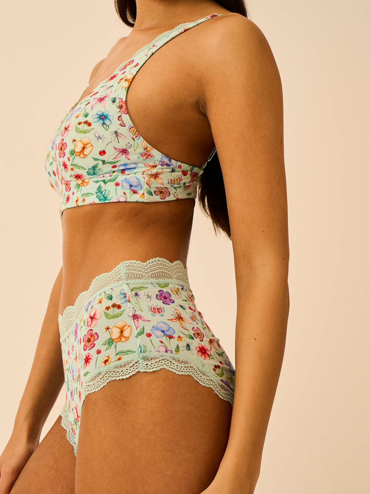 Lace Plunge Bra - Ethereal Wildflowers