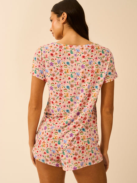 T-shirt & Short Pyjama Set - Ethereal Wildflowers