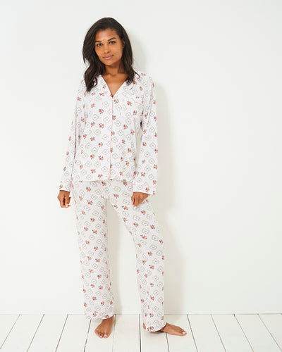 Long Pyjama Set - Eveliina Antique Rose Stripe & Stare®