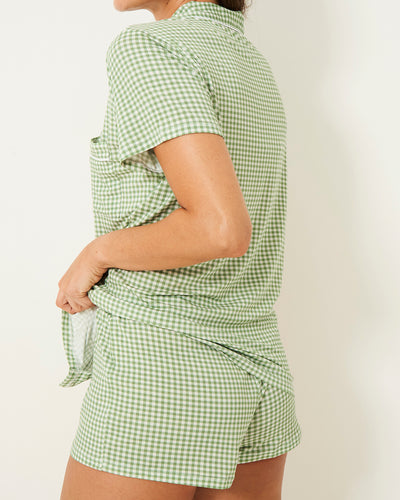 Short Pyjama Set - Eveliina Sage Gingham Stripe & Stare®