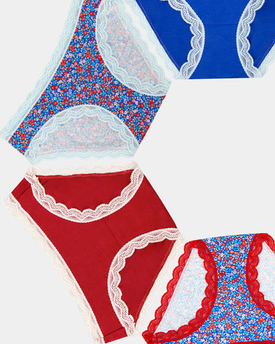 The Original Knicker Four Pack - Floral Meadow Stripe & Stare