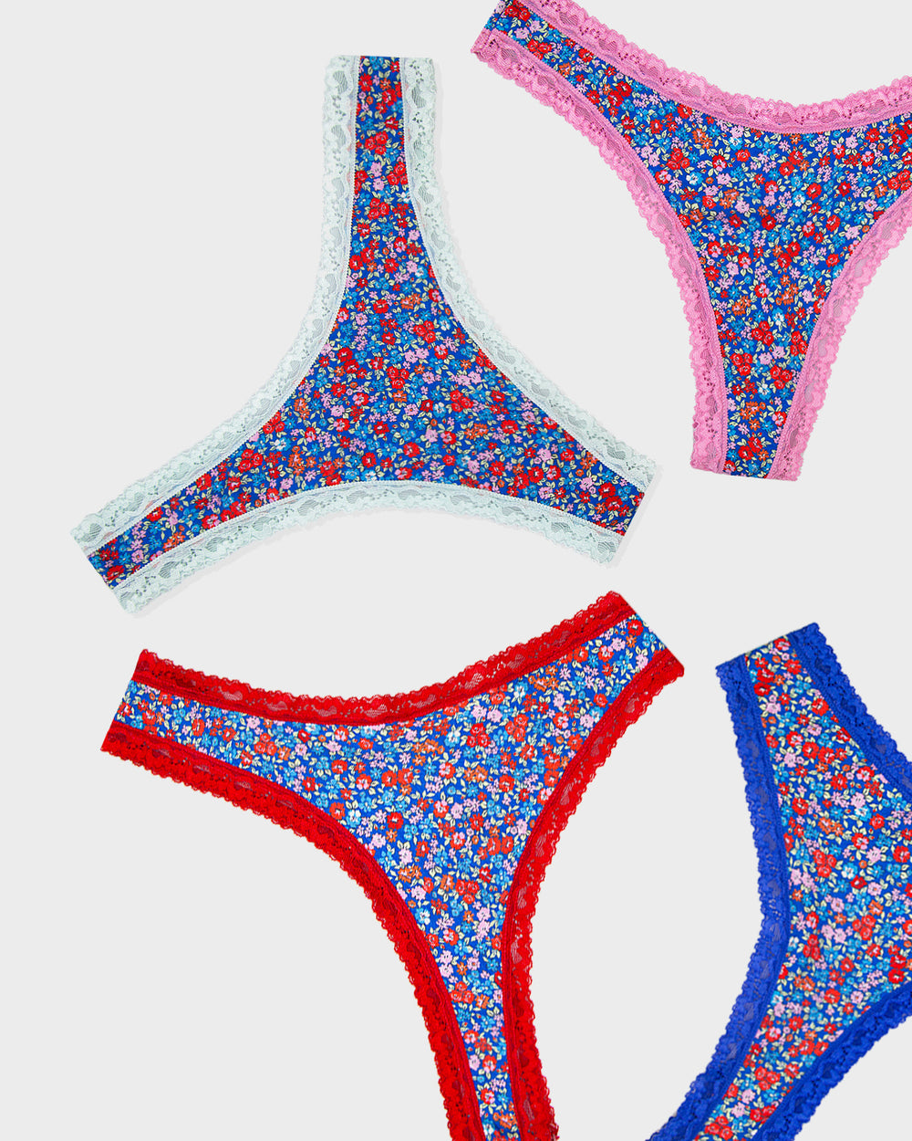 Thong Four Pack - Floral Meadow Stripe & Stare