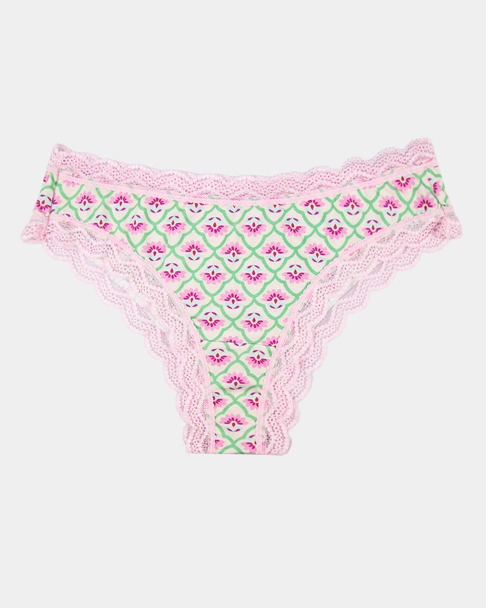 Brazilian Knicker - Pink Floral Tile | TENCEL™ Underwear – Stripe & Stare