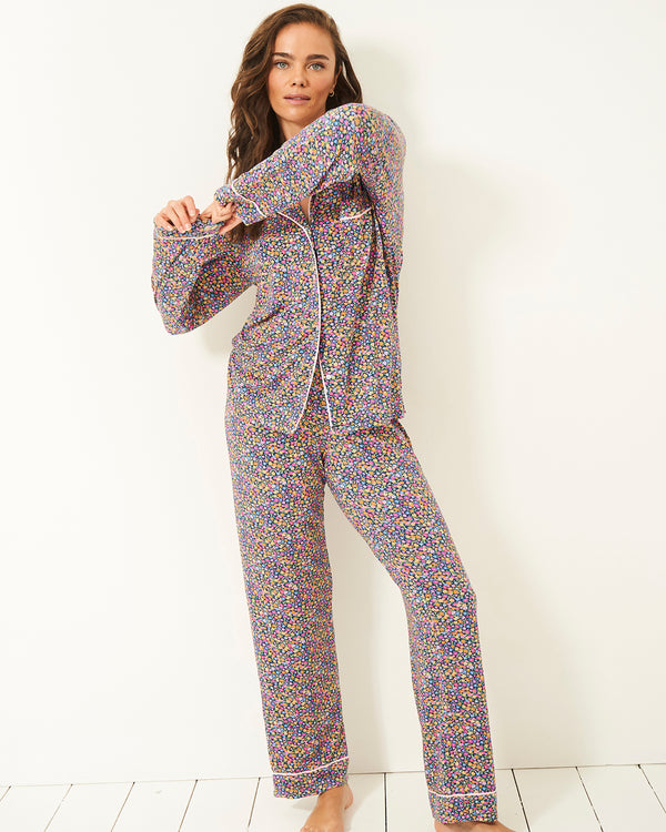 Long Pyjama Set - Floral Wonderland Stripe & Stare