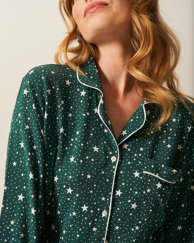 Long Pyjama Set - Forest Green Stars Stripe & Stare