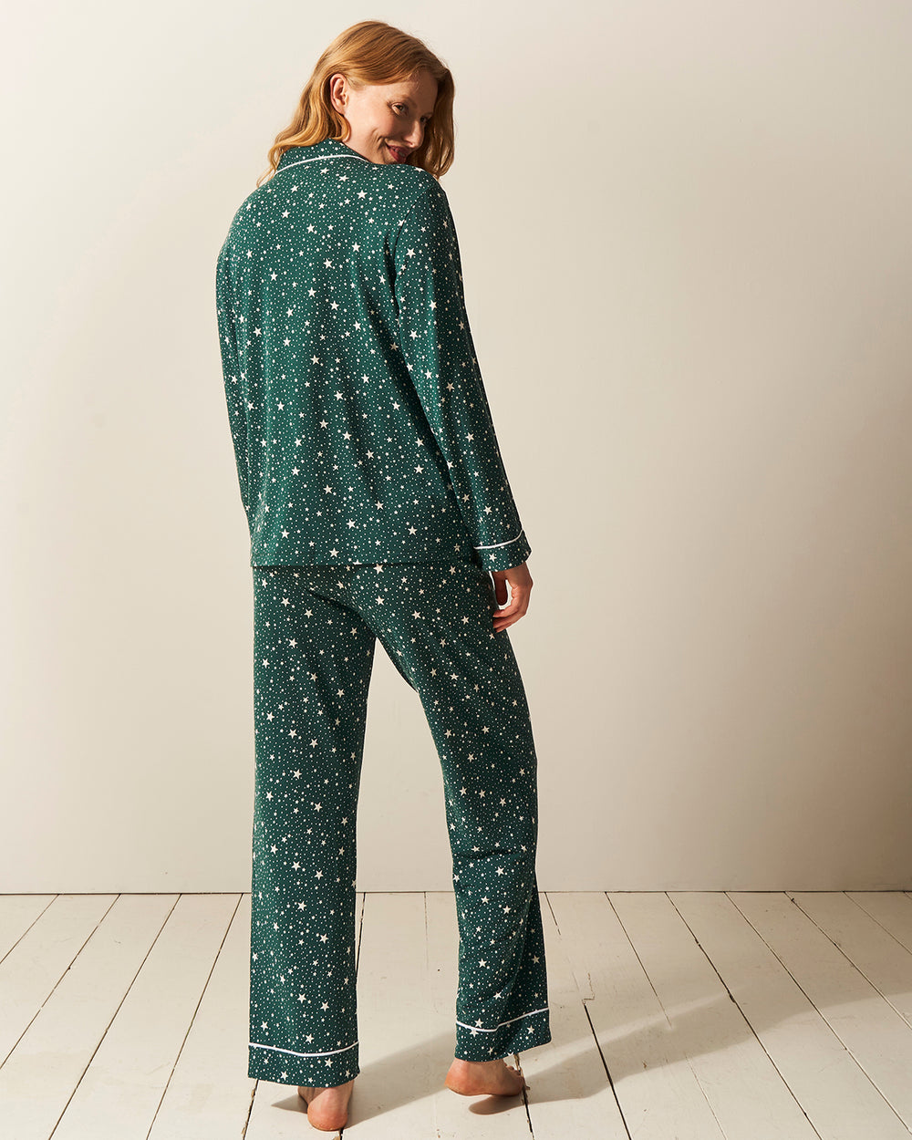 Long Pyjama Set - Forest Green Stars Stripe & Stare