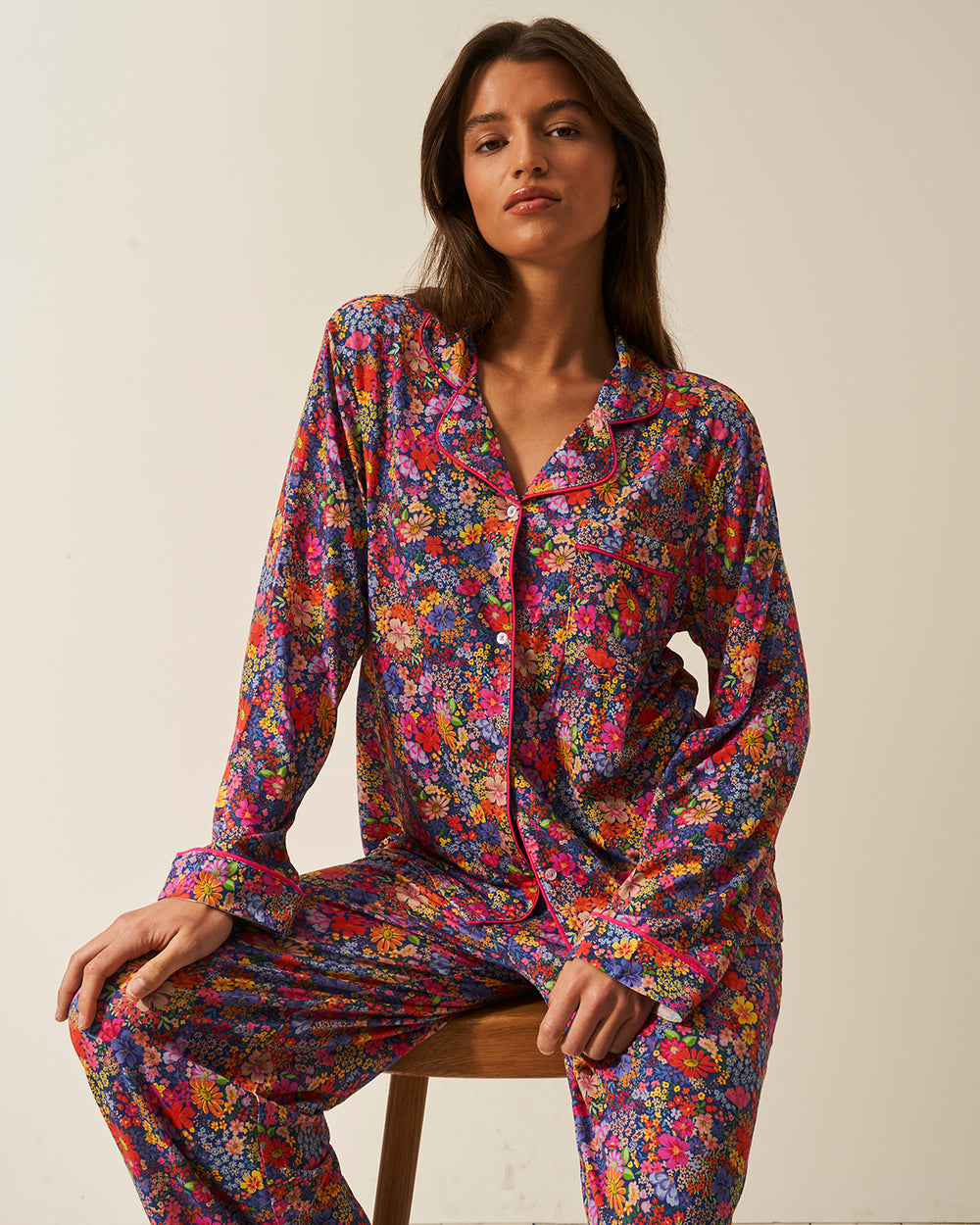 Long Pyjama Set - Full Bloom Stripe & Stare