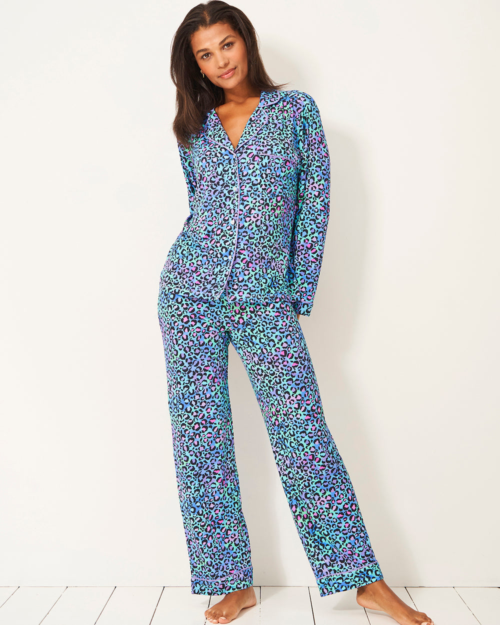 Long Pyjama Set - Galaxy Leopard Stripe & Stare