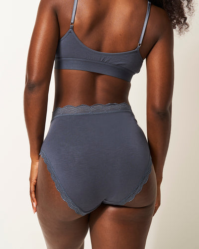 High Rise Knicker - Graphite Stripe & Stare