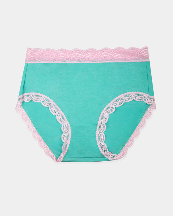 High Rise Knicker - Neon Mint and Candyfloss Stripe & Stare