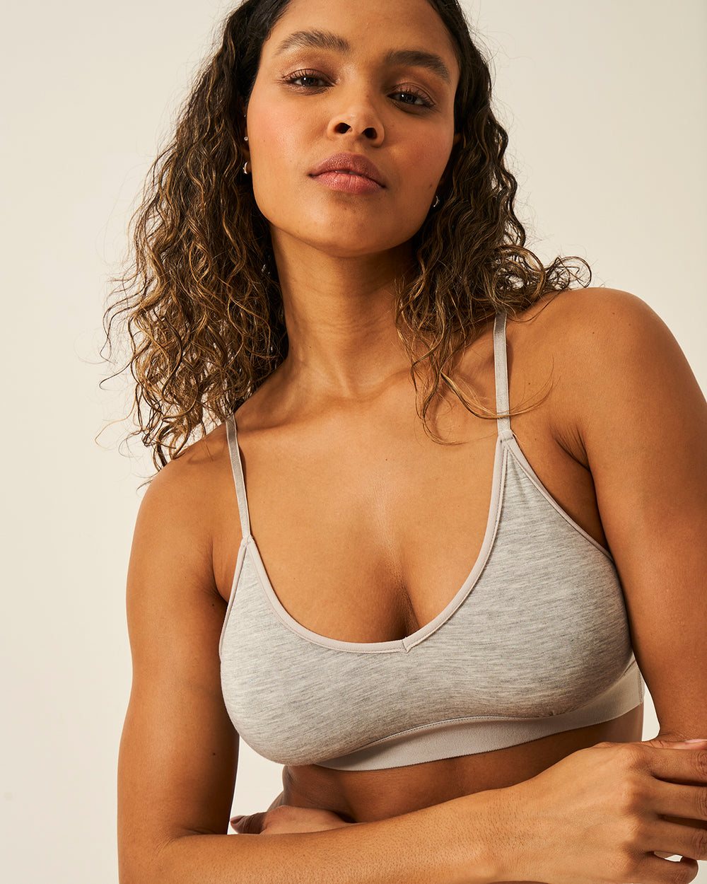 T-Shirt Bra - Grey Marl Stripe & Stare