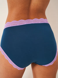 High Rise Knicker - Midnight Neon Purple Stripe & Stare®