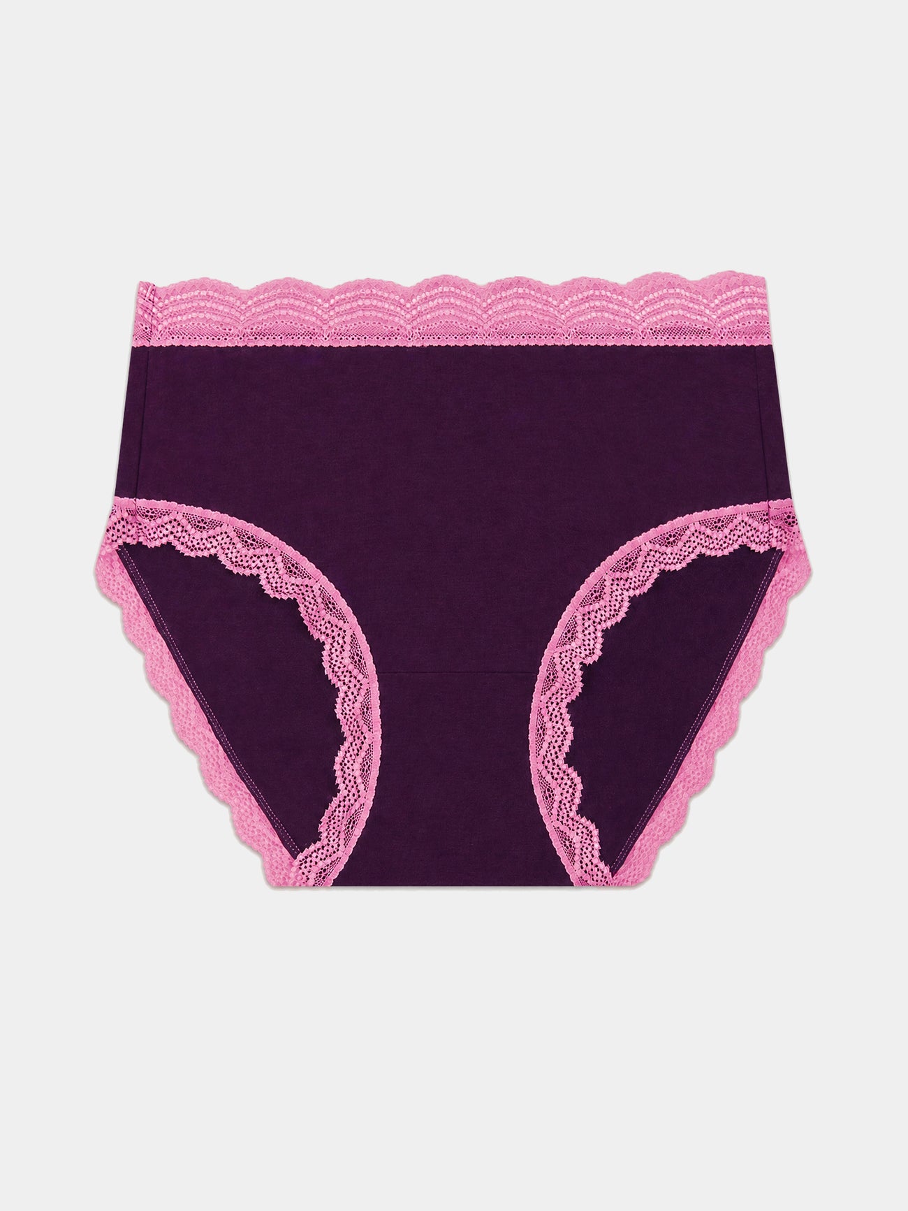 High Rise Knicker - Black Cherry & Pink Pop