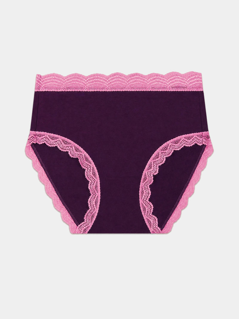 High Rise Knicker - Black Cherry & Pink Pop