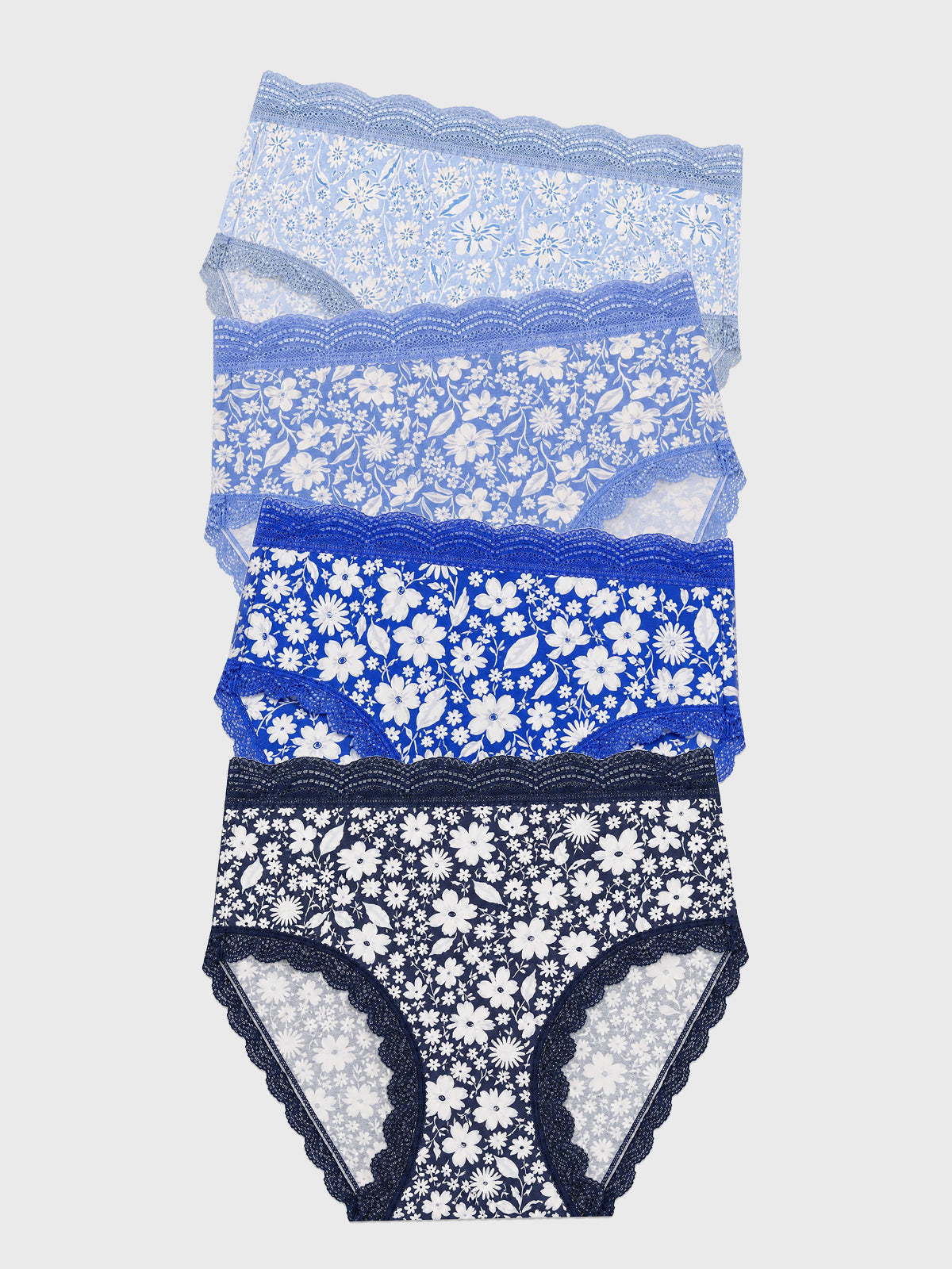 High Rise Knicker Four Pack - Cornflower Petals
