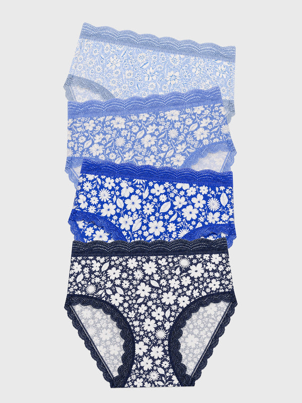 High Rise Knicker Four Pack - Cornflower Petals