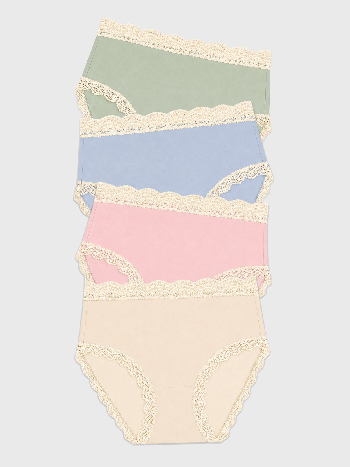 High Rise Knicker Four Pack - Eucalyptus Pastels