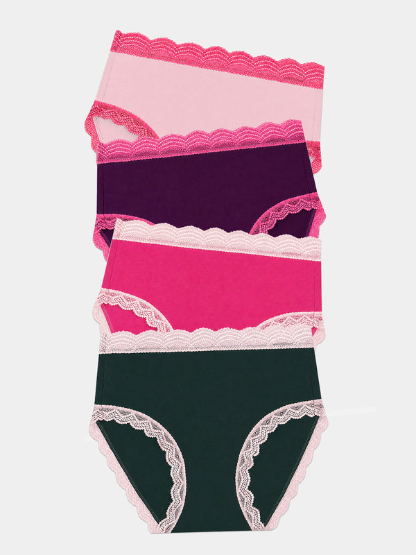 High Rise Knicker Four Pack - Sugarplum Contrasts