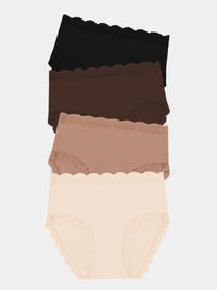 High Rise Knicker Four Pack - Latte Essentials