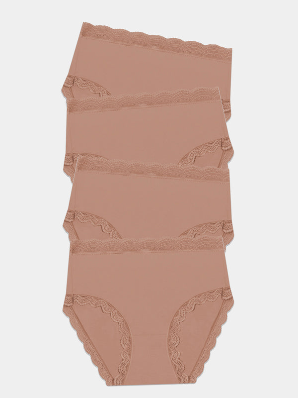 High Rise Knicker Four Pack - Latte