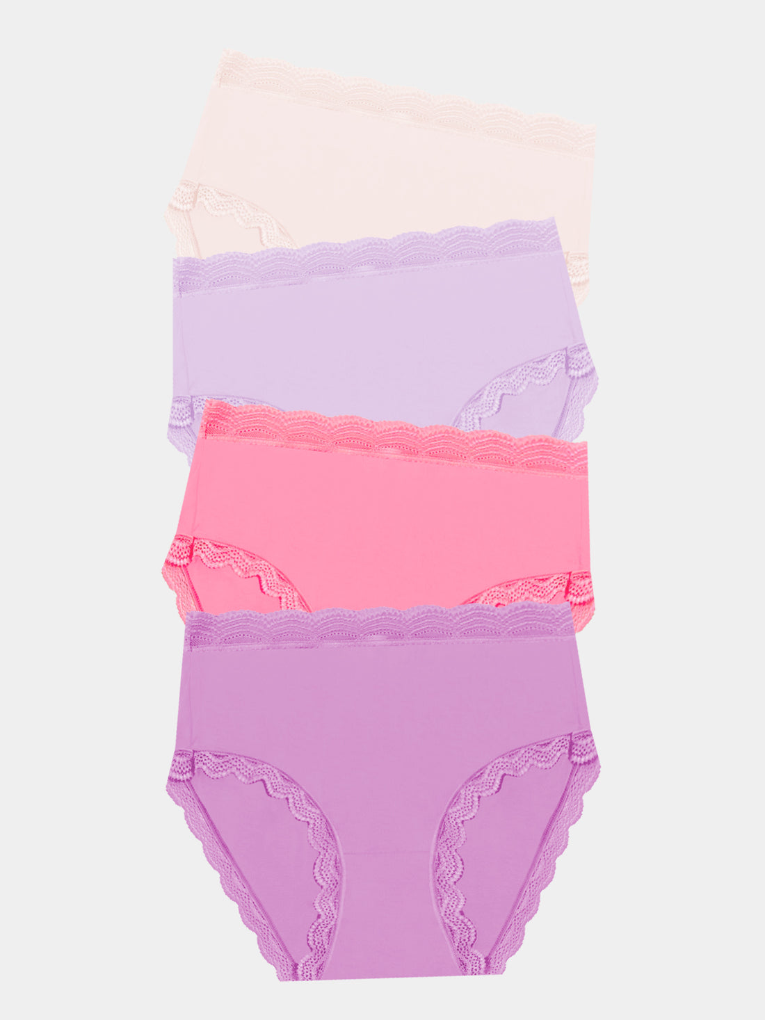 High Rise Knicker Four Pack - Lavender Pastels