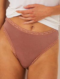 High Waisted Thong - Mocha Stripe & Stare