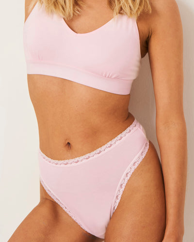 High Waisted Thong - Pink-a-boo Stripe & Stare