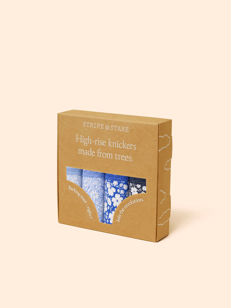 High Rise Knicker Four Pack - Cornflower Petals