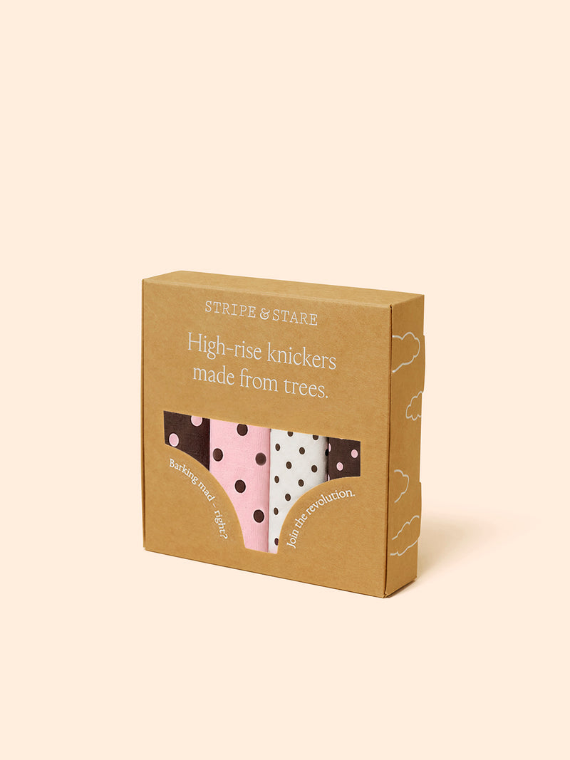 High Rise Knicker Four Pack - Neapolitan Polkadot