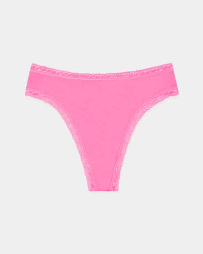High Waisted Thong - Hot Pink Stripe & Stare