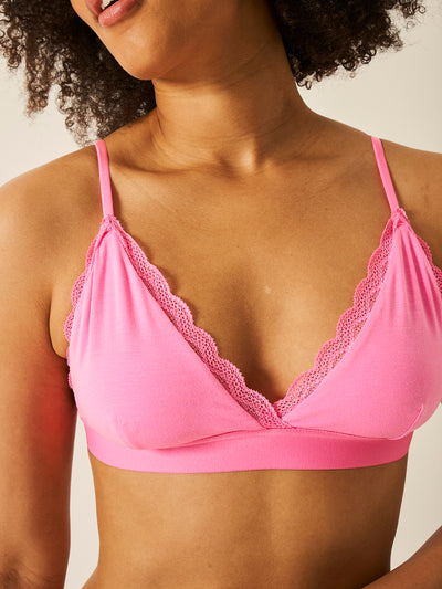 Lace Bralette - Hot Pink Stripe & Stare