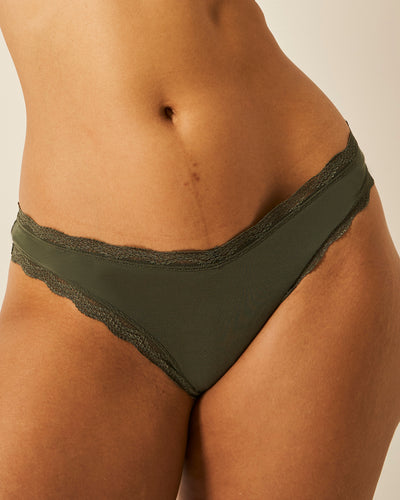 Dipped Tanga Knicker - Modern Khaki Stripe & Stare