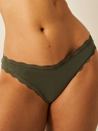 Dipped Tanga Knicker - Modern Khaki Stripe & Stare