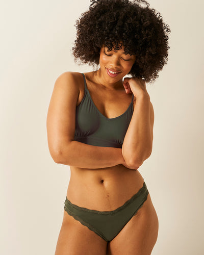 Dipped Tanga Knicker - Modern Khaki Stripe & Stare