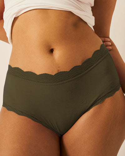 High Rise Knicker - Modern Khaki Stripe & Stare