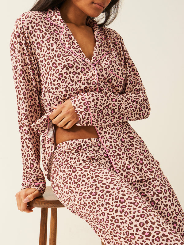 Long Pyjama Set - Liquorice Leopard Charming Garment Enterprises Co