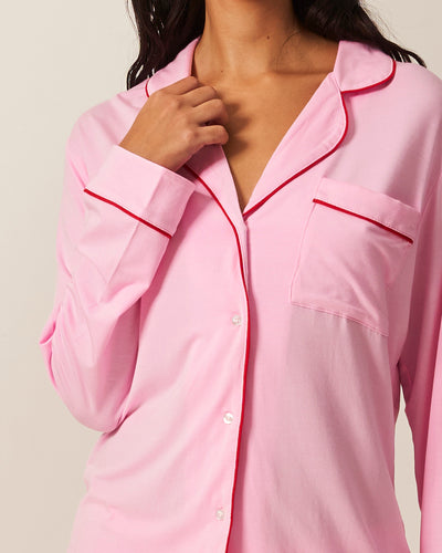 Long Pyjama Set - Pink and Red Contrast Stripe & Stare