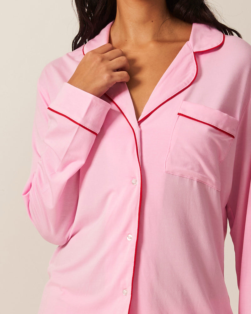 Long Pyjama Set - Pink and Red Contrast Charming Garment Enterprises Co