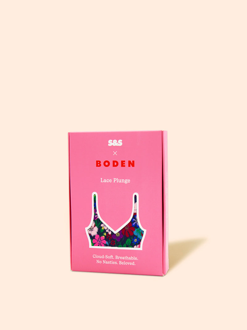 Lace Plunge Bra - Boden x S&S Floral