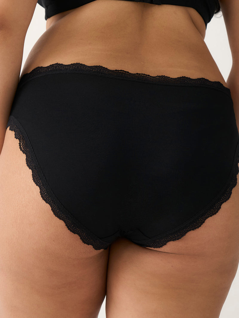 Mid Rise High Leg Knicker - Black