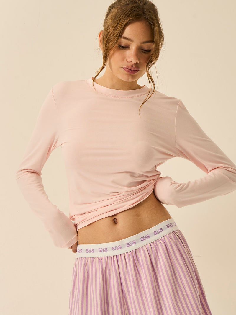 Long Sleeve Under Layer Top - Pale Pink