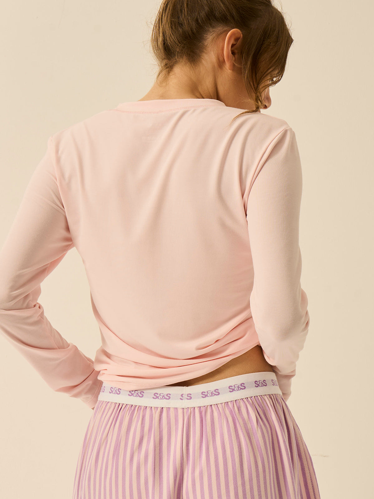 Long Sleeve Under Layer Top - Pale Pink