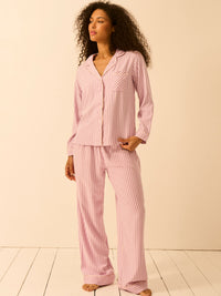 Soft Brushed Woven Pyjama Bottoms - Lavender Haze Stripe