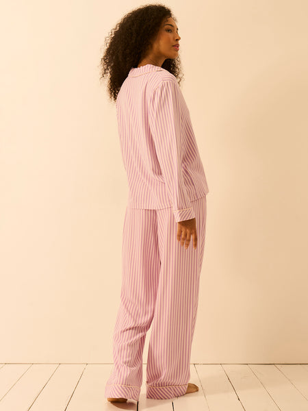 Soft Brushed Woven Pyjama Bottoms - Lavender Haze Stripe