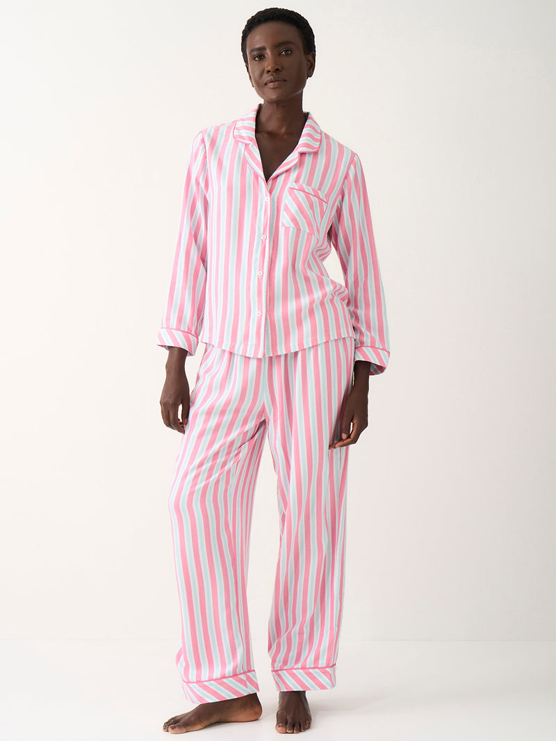 Soft Brushed Woven Pyjama Bottoms - Lazy Days Stripe