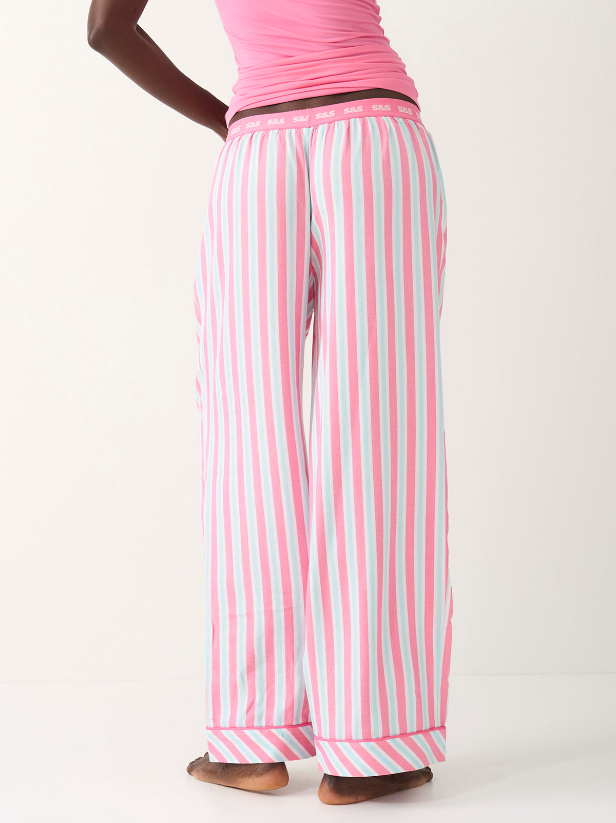 Soft Brushed Woven Pyjama Bottoms - Lazy Days Stripe