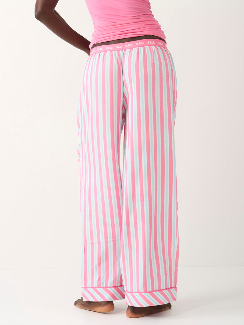 Soft Brushed Woven Pyjama Bottoms - Lazy Days Stripe