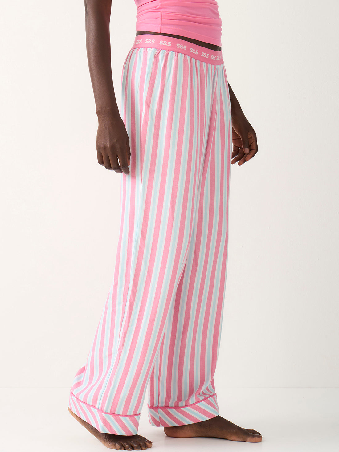 Soft Brushed Woven Pyjama Bottoms - Lazy Days Stripe