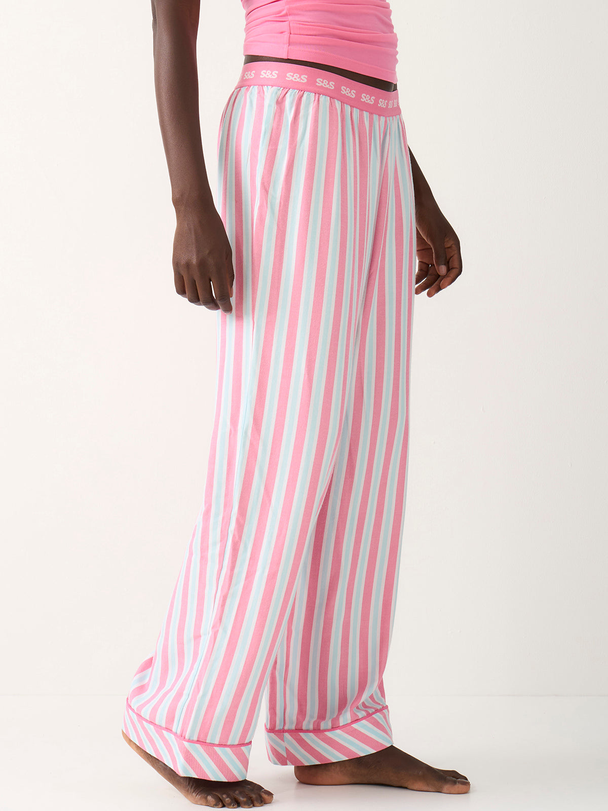 Soft Brushed Woven Pyjama Bottoms - Lazy Days Stripe