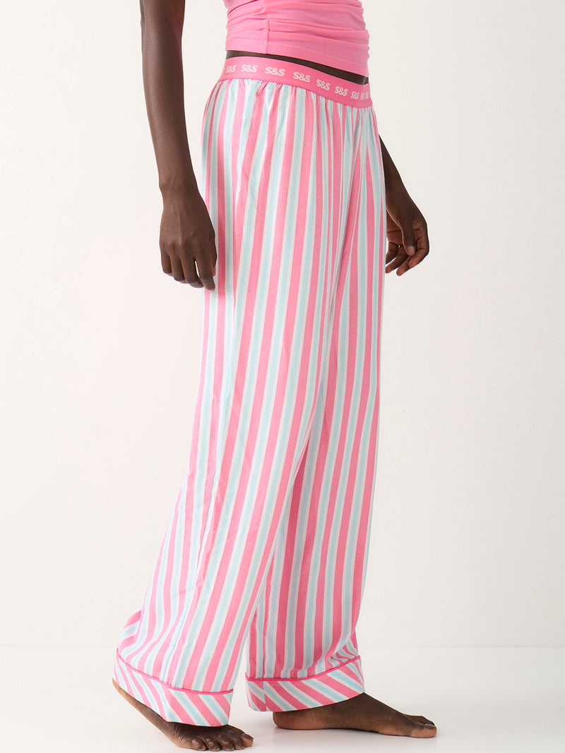 Soft Brushed Woven Pyjama Bottoms - Lazy Days Stripe